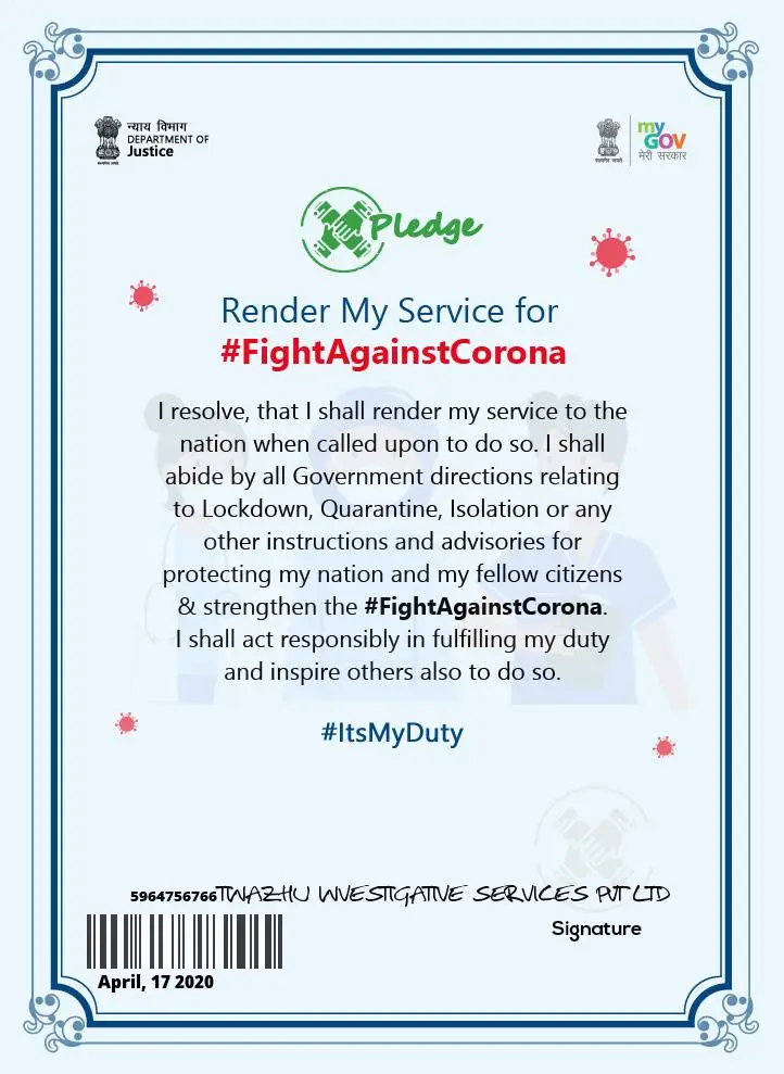 Pledge Render my service for #FightAgainstCorona 2020.