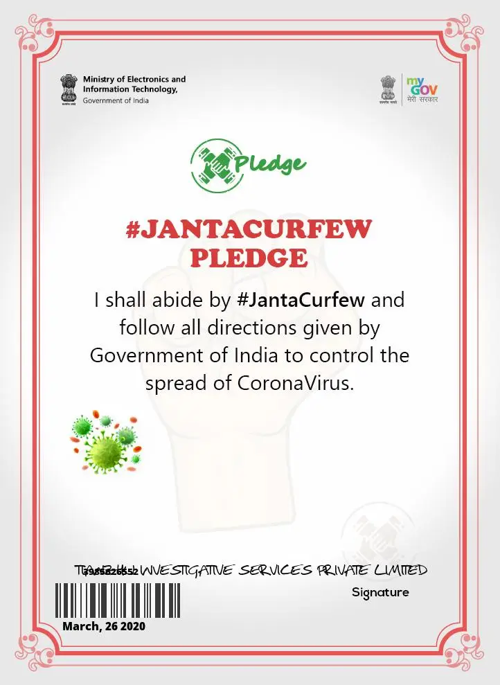 Pledge #JantacurfewPledge 2020.