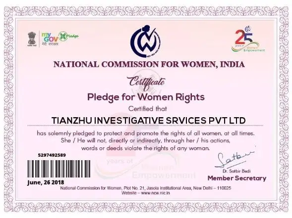Certificate Pledge for Women Rights.